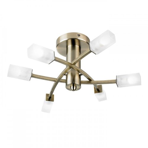 ENDON Havana Havana 6lt Semi flush Antique brass plate & frosted glass 6 x 3W LED G9 - ED-146-6AB