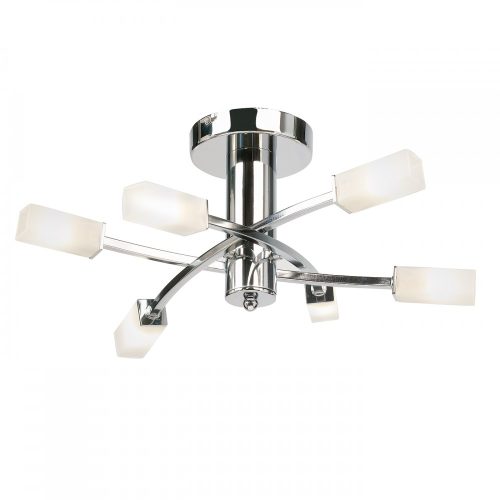 ENDON Havana Havana 6lt Semi flush Chrome plate & frosted glass 6 x 3W LED G9 - ED-146-6CH