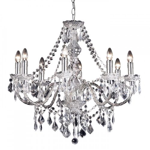 ENDON Clarence Clarence 8lt Pendant Clear acrylic & chrome plate 8 x 60W E14 candle - ED-308-8CL