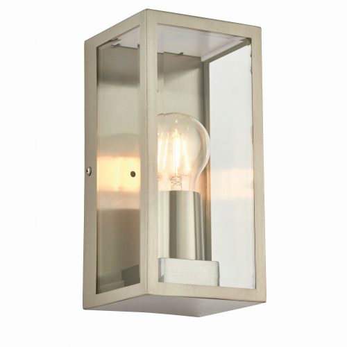 ENDON Oxford Oxford 1lt Wall Brushed stainless steel & clear glass 28W E27 Eco GLS - ED-53803