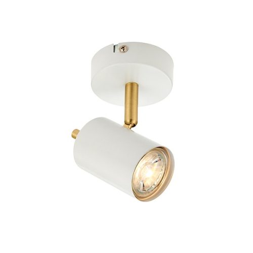 ENDON Gull Gull 1lt Spot Matt white paint & satin brass plate 7W LED GU10 - ED-59931