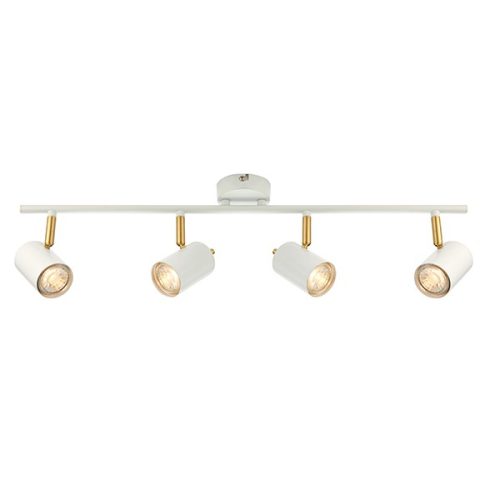 ENDON Gull Gull 4lt Spot Matt white paint & satin brass plate 4 x 7W LED GU10 - ED-59933