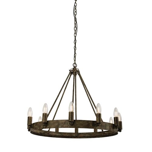 ENDON Chevalier Chevalier 12lt Pendant Aged metal paint 12 x 60W E14 candle - ED-61026