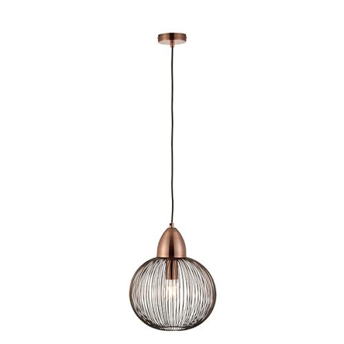 ENDON Nicola 1lt Pendant Antique copper plate 10W LED E27 - ED-68987