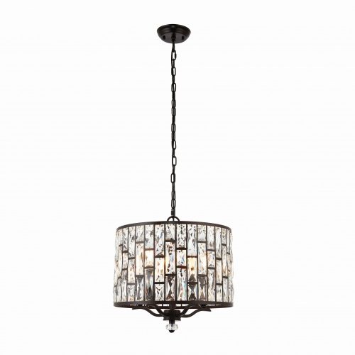 ENDON Belle 5lt Pendant Dark bronze paint & clear crystal 5 x 40W E14 candle - ED-69390