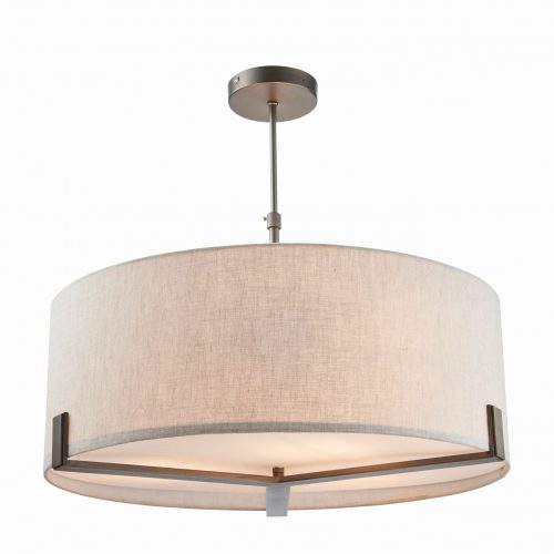 ENDON Hayfield 3lt Pendant Brushed bronze finish & natural linen 3 x 40W E27 GLS - ED-72635