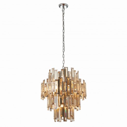 ENDON Viviana 12lt Pendant Chrome plate & champagne crystal 12 x 40W E14 candle - ED-72744