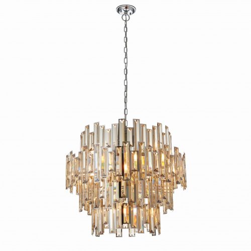 ENDON Viviana 15lt Pendant Chrome plate & champagne crystal 15 x 40W E14 candle - ED-72746