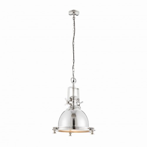 ENDON Fenton 1lt Pendant Bright nickel plate & sandblasted glass 40W E27 GLS - ED-73103