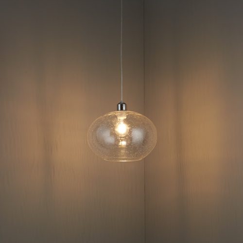 ENDON Dimitri Dimitri 1lt Pendant easyfit Clear bubble glass 40W E27 or B22 GLS - ED-73974