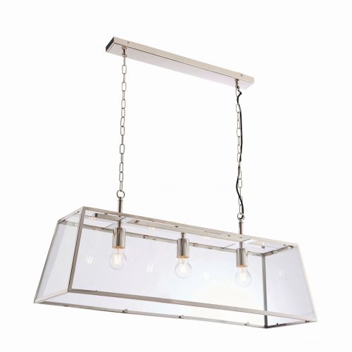 ENDON Hurst 3lt Pendant Bright nickel plate & clear glass 3 x 10W LED E27 - ED-76227