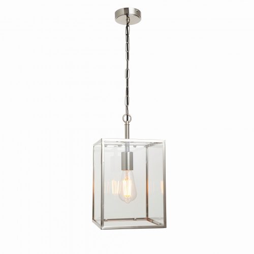 ENDON Hadden 1lt Pendant Bright nickel plate & clear glass 10W LED E27 - ED-76228