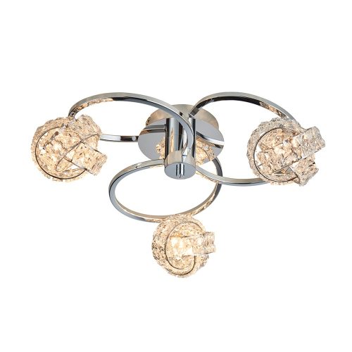 ENDON Talia Talia 3lt Semi flush Chrome plate & clear crystal 3 x 28W G9 clear capsule - ED-76285