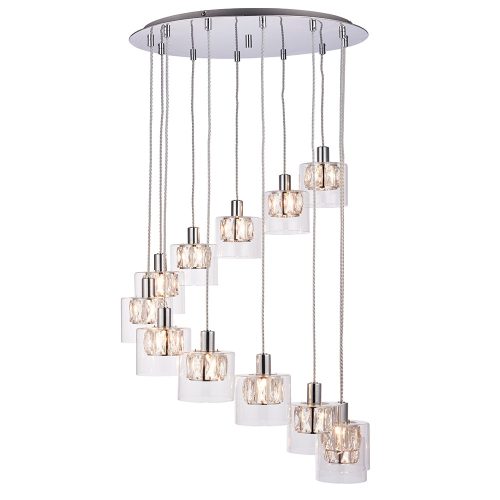 ENDON Verina 12lt Pendant Chrome plate & clear glass 12 x 3W LED G9 - ED-76518