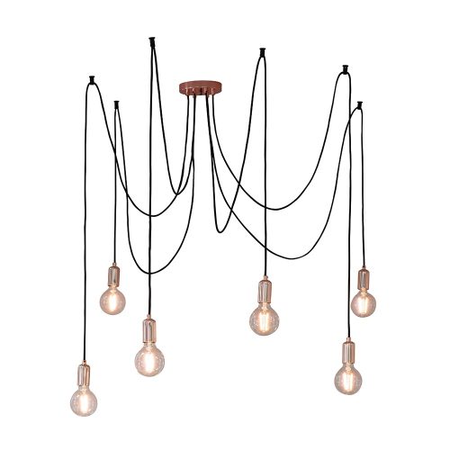 ENDON Studio 6lt Pendant Copper plate 6 x 60W E27 GLS - ED-76580