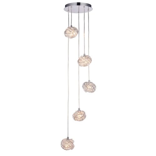 ENDON Talia 5lt Pendant Chrome plate & clear crystal 5 x 28W G9 clear capsule - ED-77566