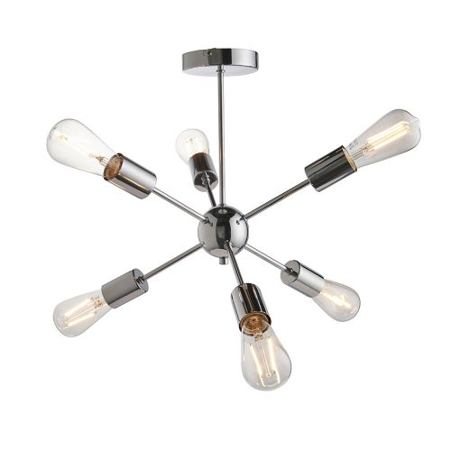 ENDON Rubens Rubens 6lt Semi flush Chrome plate 6 x 40W E27 GLS - ED-79469