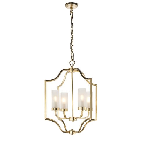 ENDON Edrea Edrea 4lt Pendant Satin brass plate & frosted glass 4 x 6W LED E14 - ED-81914