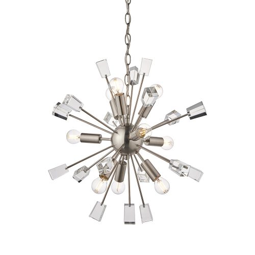 ENDON Miro 9lt Pendant Satin nickel plate & clear crystal 9 x 6W LED E14 - ED-81917