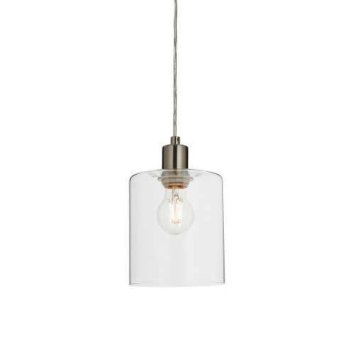 ENDON Toledo Toledo 1lt Pendant Brushed nickel plate & clear glass 40W E27 GLS - ED-90563