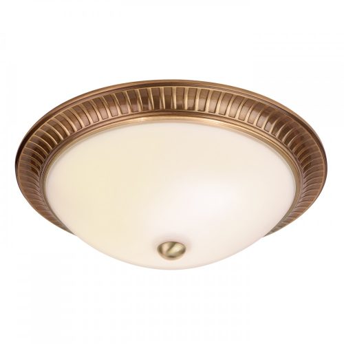 ENDON Brahm Brahm 2lt Flush Antique brass plate & frosted glass 2 x 40W E14 candle - ED-91123