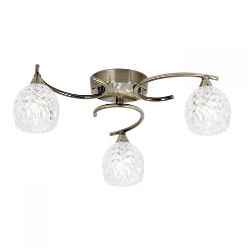 ENDON Boyer Boyer 3lt Semi flush Antique brass plate & clear glass 3 x 33W G9 clear capsule - ED-BOYER-3AB