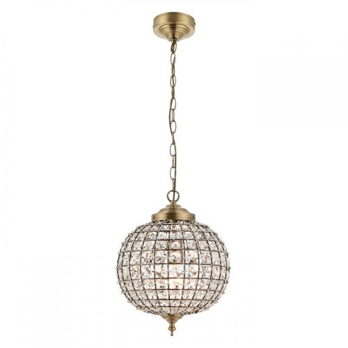 ENDON Tanaro 1lt Pendant Antique brass plate & clear glass 60W E27 GLS - ED-EH-TANARO-AB