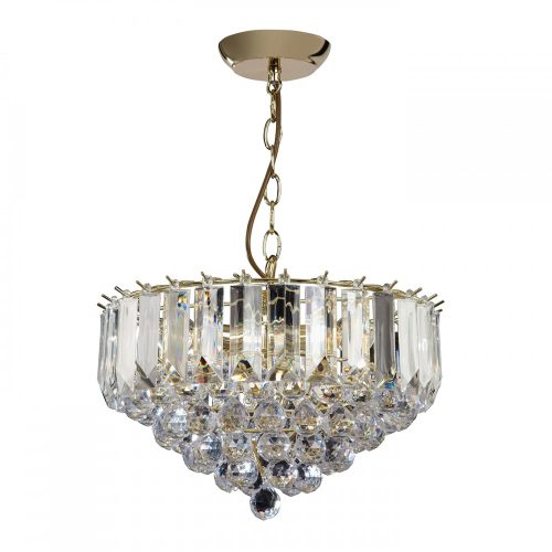 ENDON Fargo 3lt Pendant Brass plate & clear acrylic 3 x 6W LED E14 - ED-FARGO-14BP