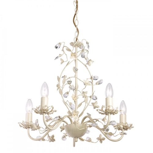 ENDON Lullaby 5lt Pendant Cream/br gold paint & clear/pearl acrylic 5 x 60W E14 candle - ED-LULLABY-5CR