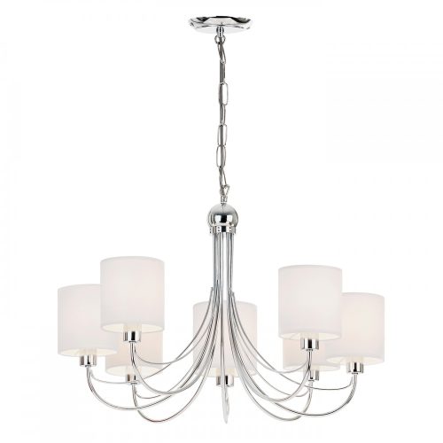 ENDON Phantom 7lt Pendant Chrome plate & white fabric 7 x 40W E14 candle - ED-PHANTOM-7CH