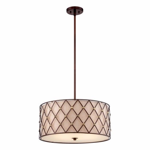 Elstead Brown Lattice copper pendant