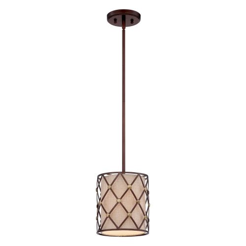 Elstead Brown Lattice copper pendant