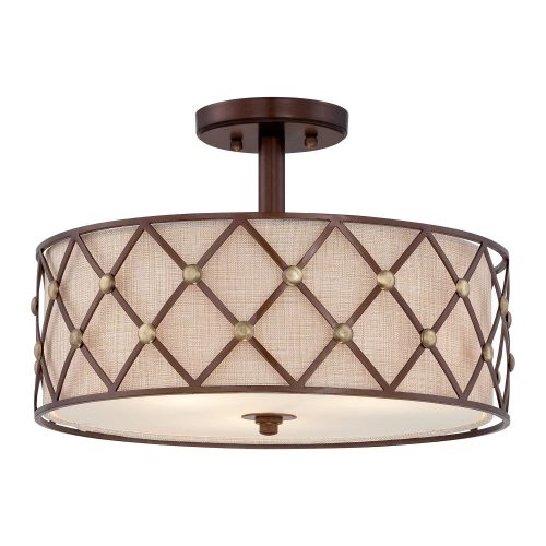 Elstead Brown Lattice copper ceiling lamp