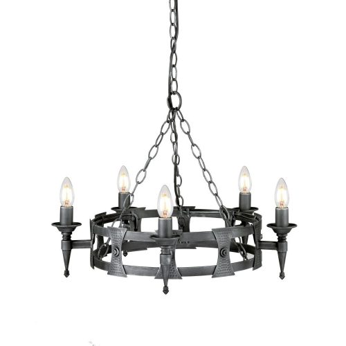 Elstead SAXON black chandelier