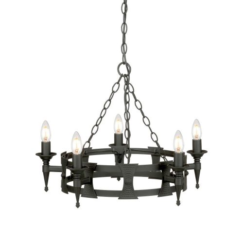 Elstead SAXON black chandelier