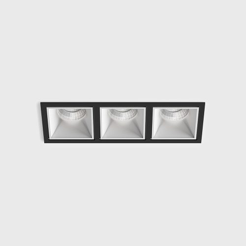 Ceiling recessed luminaire with frame CELL 3, L255mm, W90mm, H82mm, BRIDGELUX LED 3х9W, 3х989LM, 3000K, 45fok, CRI>80, 250 mA, IP 20, white/black color - LTX-01.20F3.30.940.BK