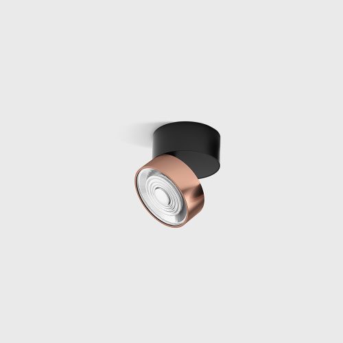 Surface mounted luminaire SOL SURF MINI, D75mm, H70mm, 7W, 624 Lm, 4000K, 45fok, CRI>90, 350 mA, IP 20, black/copper color - LTX-02.7526.7.940.BK + SOL M RING COPPER