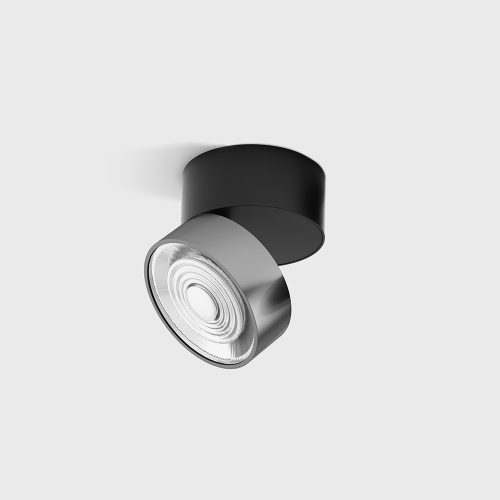 Surface mounted luminaire SOL SURF, D95mm, H78mm, 14 W, 1446 Lm, 3000K, 38fok CRI>90, 350 mA, IP 20, black/chrome color - LTX-02.9533.14.930.BK + SOL RING CHROME