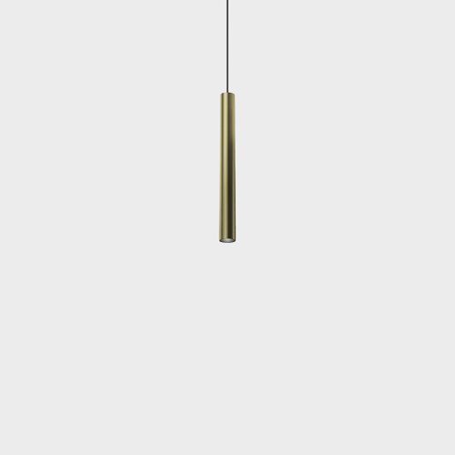 Pendant luminaire with recessed trimless base TUB S P 300 NANO, D30mm, H300mm, LED 8W, 389 Lm, 3000K, 50fok CRI>90, 700 mA, IP 20, brass color - LTX-03.0331.8.930.BR