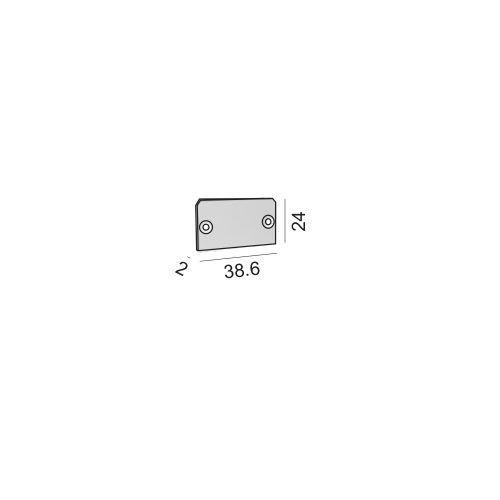 End cap for PROFILE CENTRAL 2. L38.6mm, w2mm, h24mm, 2pcs - LTX-12.3524.EC