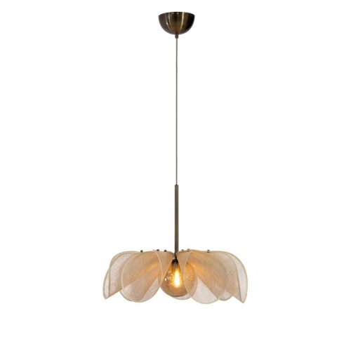 Markslöjd STYRKA Pendant 1L 63cm Beige/ Antique Brass/Amber - MS-108659