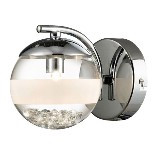 REALITY Dream Wall lamp chrome Size:13*11*15cm 1xG9 33W bulb incl. Glass clear with matt stripe. Crystal deco  - REAL-222801-06