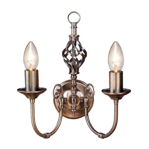 REALITY Aimee Wall lamp,antique brass 2*E14 Max 40W ,bulb excl.L: 36cm H:33cm  - REAL-223902-04