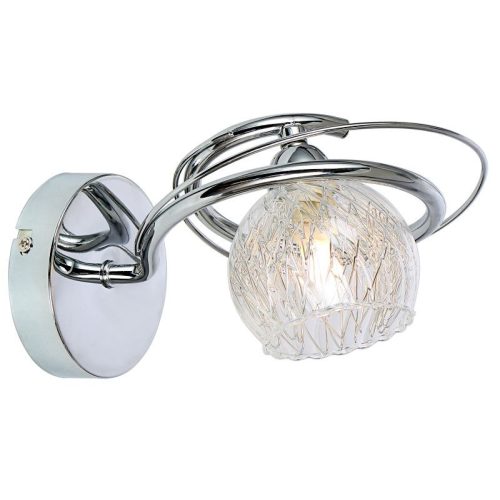 REALITY Ariana Wall lamp, chrome 1*G9 Max. 33W bulb incl.clear glass with metal mesh inside. Glass H:12cm H:10cm L:22cm. H:16cm  - REAL-227901-06