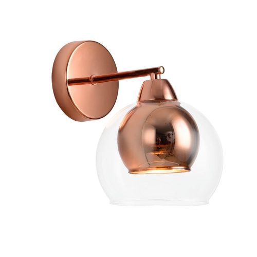 REALITY Clara lamp size:D200*W150*H200mmclear glass+rose gold glass smallGlass:D15cm,H11.5cm+D10cm,H8.5cm1x E27 max.40W bulb not incl.  - REAL-237501-31