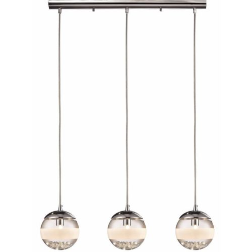 REALITY Dream Pendant lamp chrome Size:60*70*11cm 3xG9 33W bulb incl. Glass clear with matt stripe. Crystal deco  - REAL-322803-06