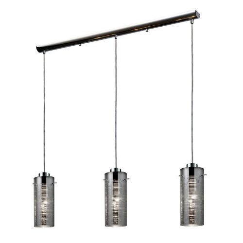 REALITY Jaron Pendant lamp chrome Size:80*11*125cm 3xE27 40W bulb excl. Glass chrome galvanized  - REAL-324203-06