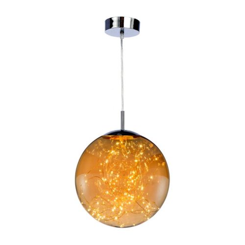 REALITY Universe Pendant lamp LED Size:30*30*120cm 1x18W 1440Lm 3000K. Shade in Glass amber  - REAL-324901-22