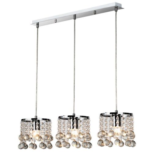 REALITY London Crystal 3lt pendant chrome L60cmLondon crystal shade Dia.19cm3*E27 bulb not incl. - REAL-327733-06