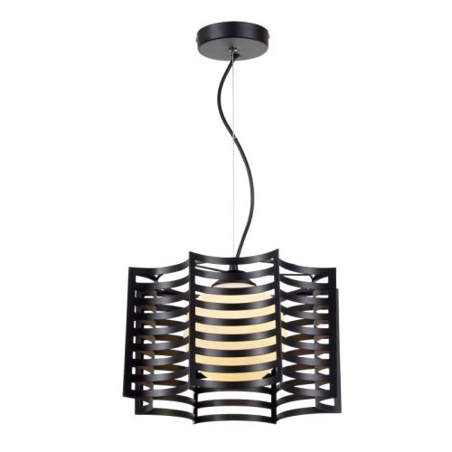 REALITY Laria 1LT Pendant lamp 30*30cm H120cm Metal: black matt Shade 1: metal black, Shade 2: glass white opal matt1xE27 40W bulb excl. - REAL-328801-02